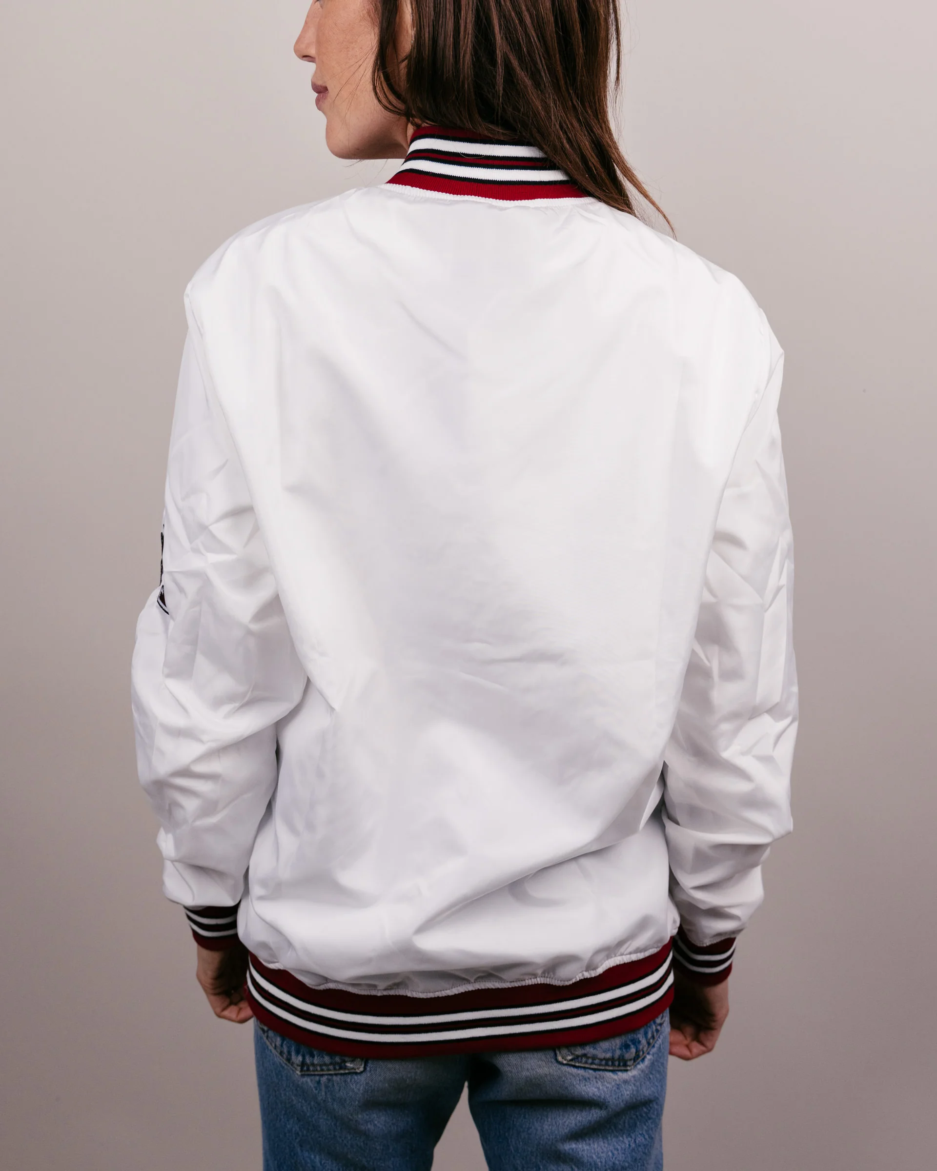 Arkansas Razorbacks Arch White Letterman Jacket - Image 5