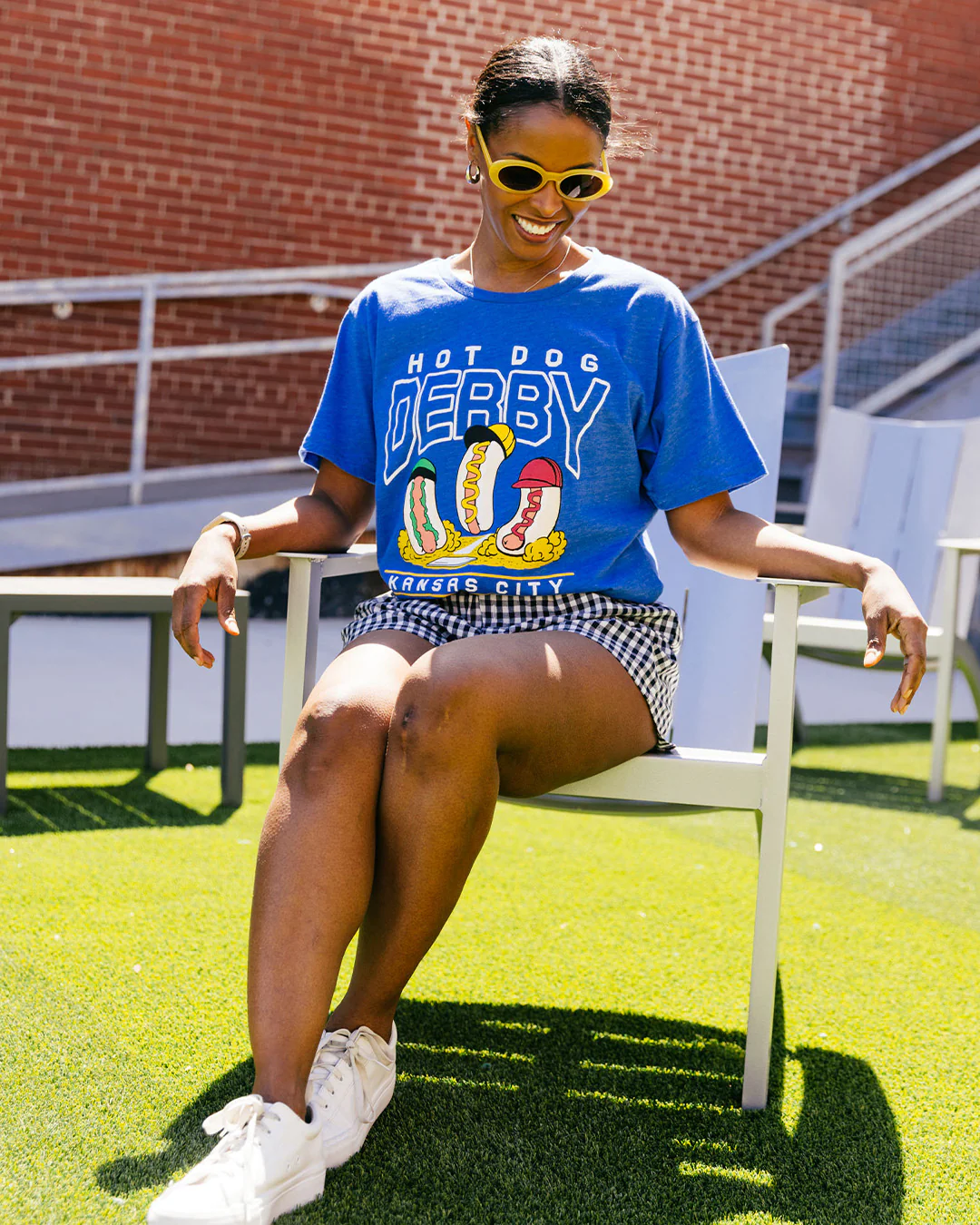 Hot Dog Derby Vintage Heather Royal Blue T-Shirt - Image 3