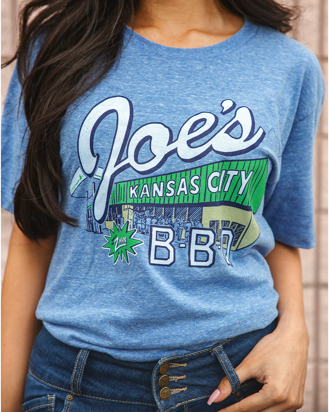 Joe's Kansas City BBQ Vintage Blue T-Shirt - Image 5