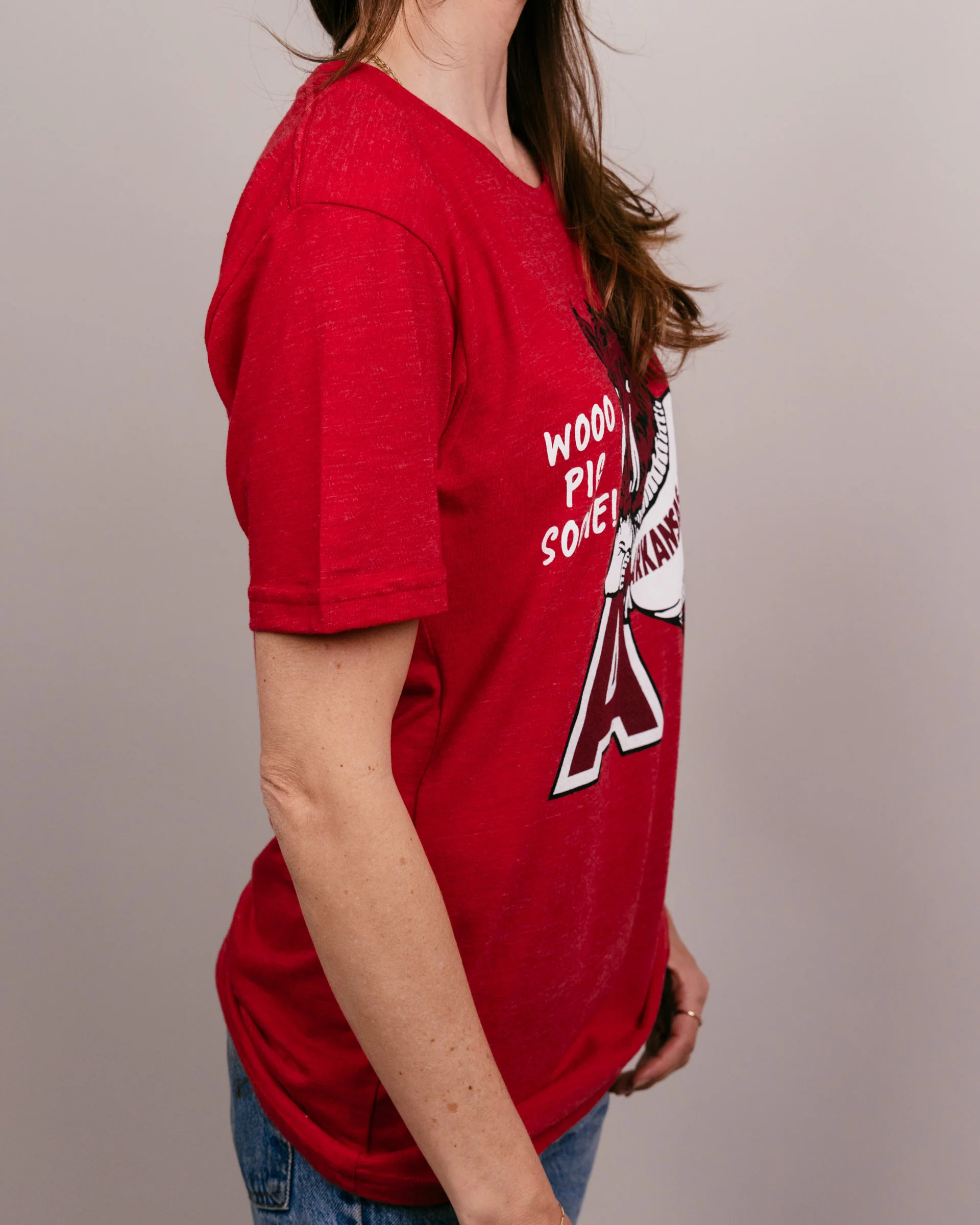 Leaning Hog Wooo Pig Sooie! Arkansas Red T-Shirt - Image 3