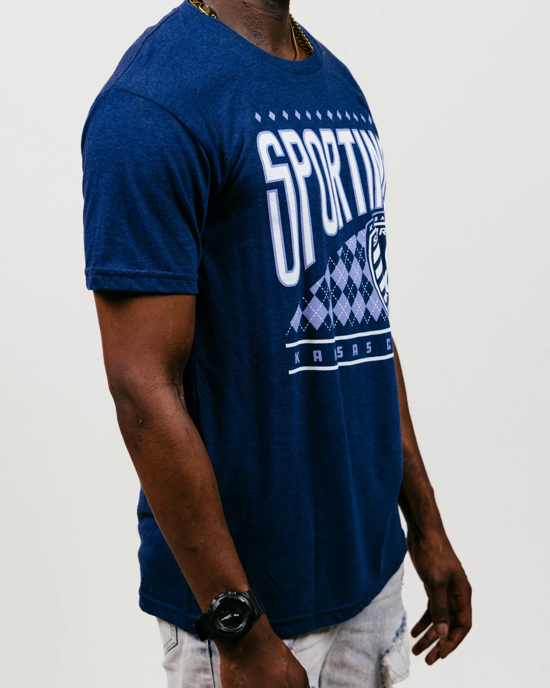 Sporting Kansas City Argyle Navy T-Shirt - Image 3