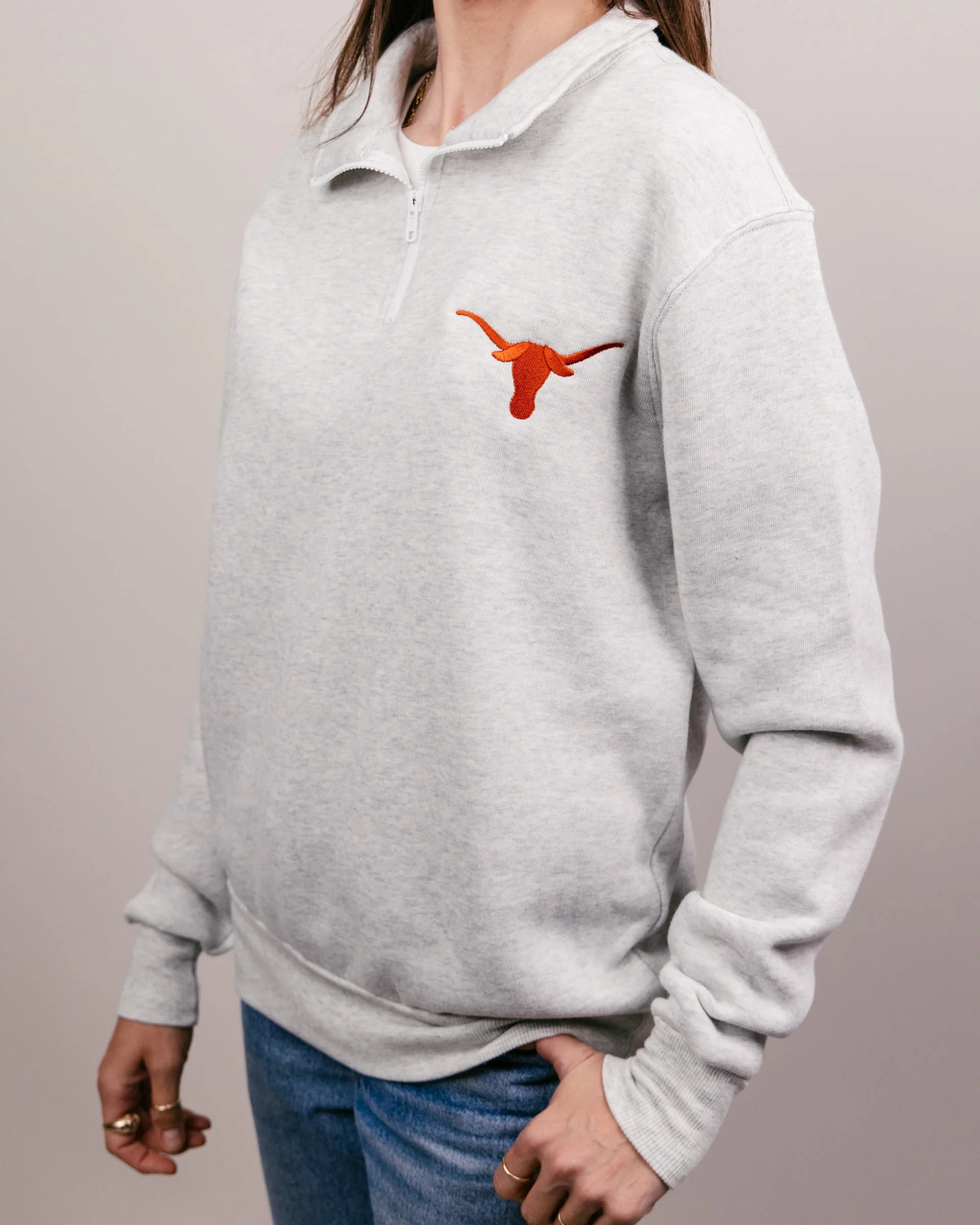 Texas Longhorns Ash Grey Quarter Zip - Image 3