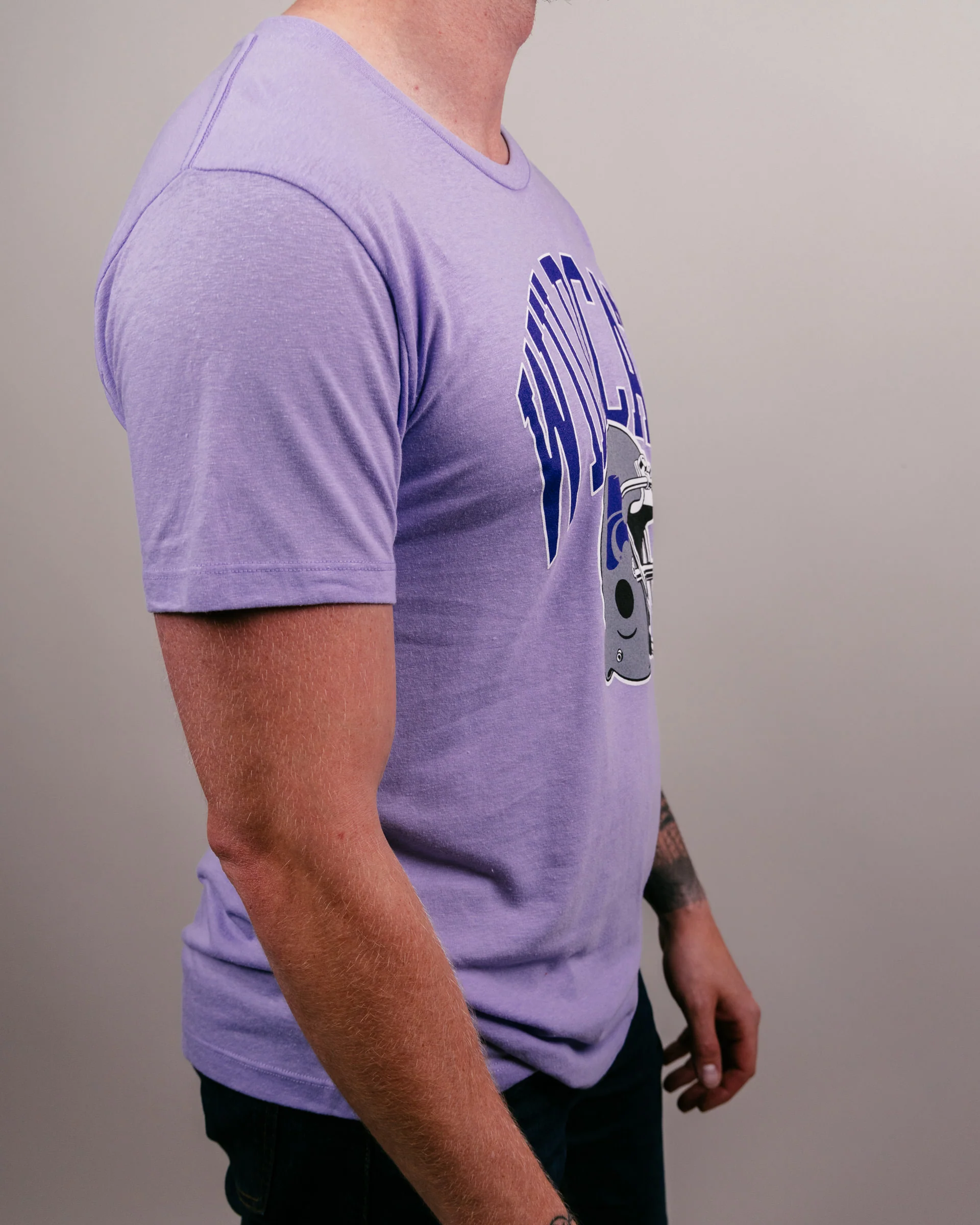 Wildcats Football Helmet KSU Lavender T-Shirt - Image 3